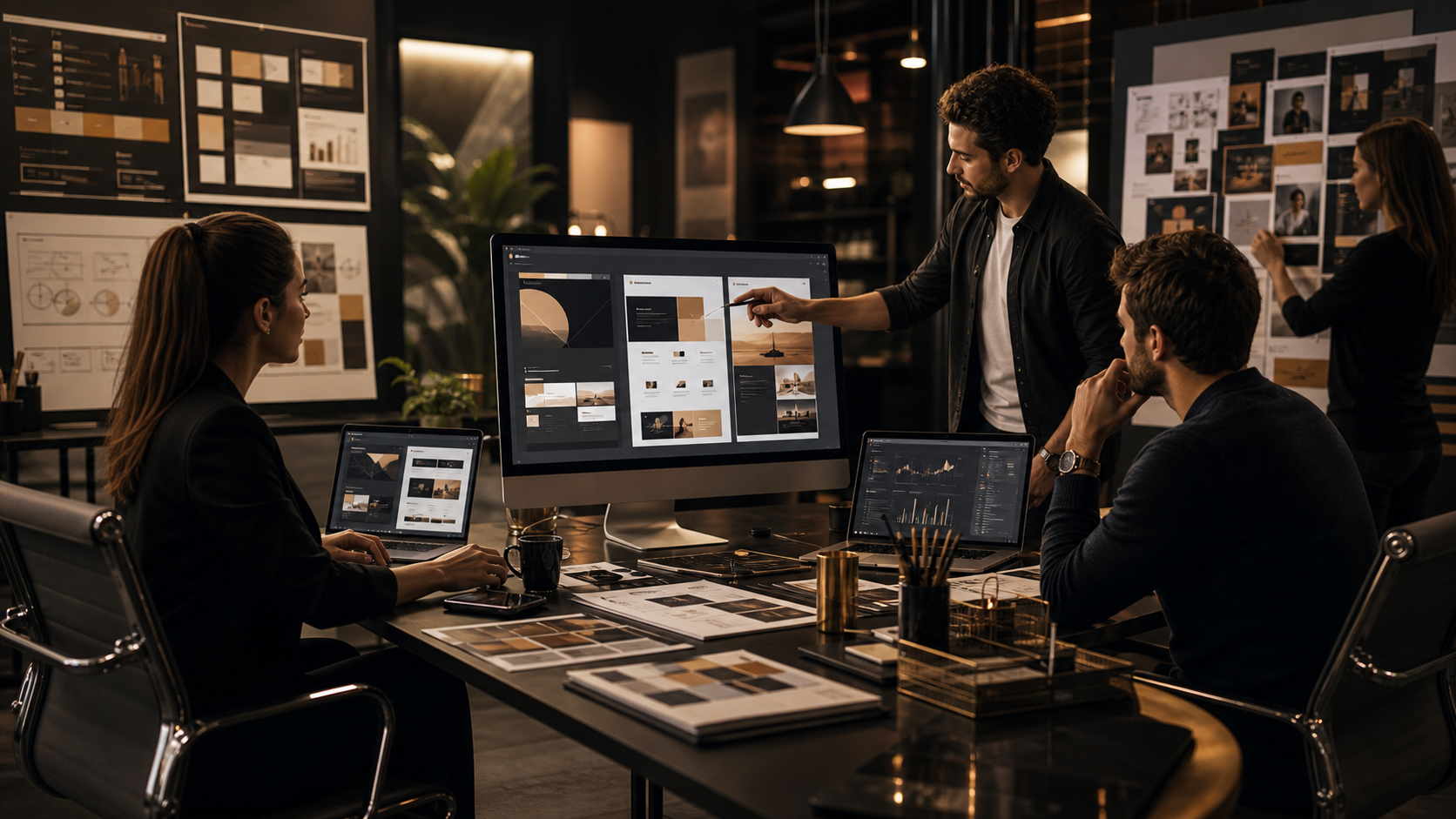 Atelier digital avec interfaces web et tableaux de campagne